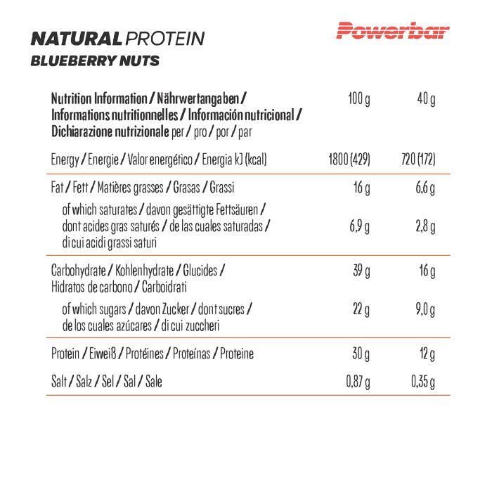 Powerbar Natural Protein (18 x 40gr) - noci di mirtillo