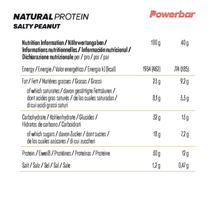 Powerbar natural protein (18 x 40gr) - crujiente de maní salado