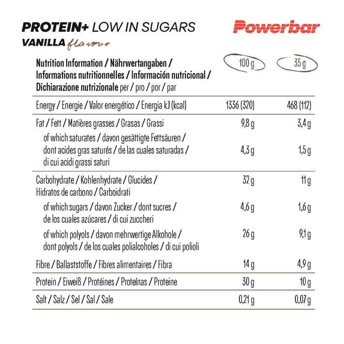Powerbar protein+ bajo en azúcar (30 x 35gr) - vainilla