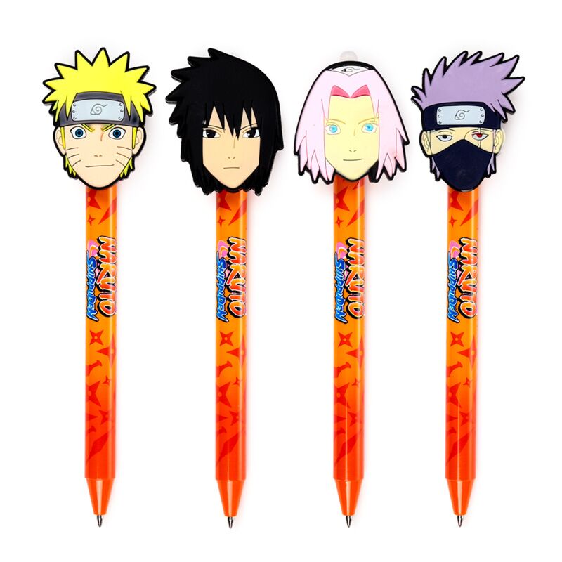 Bolígrafo borrable con tinta y adorno de PVC de Naruto.