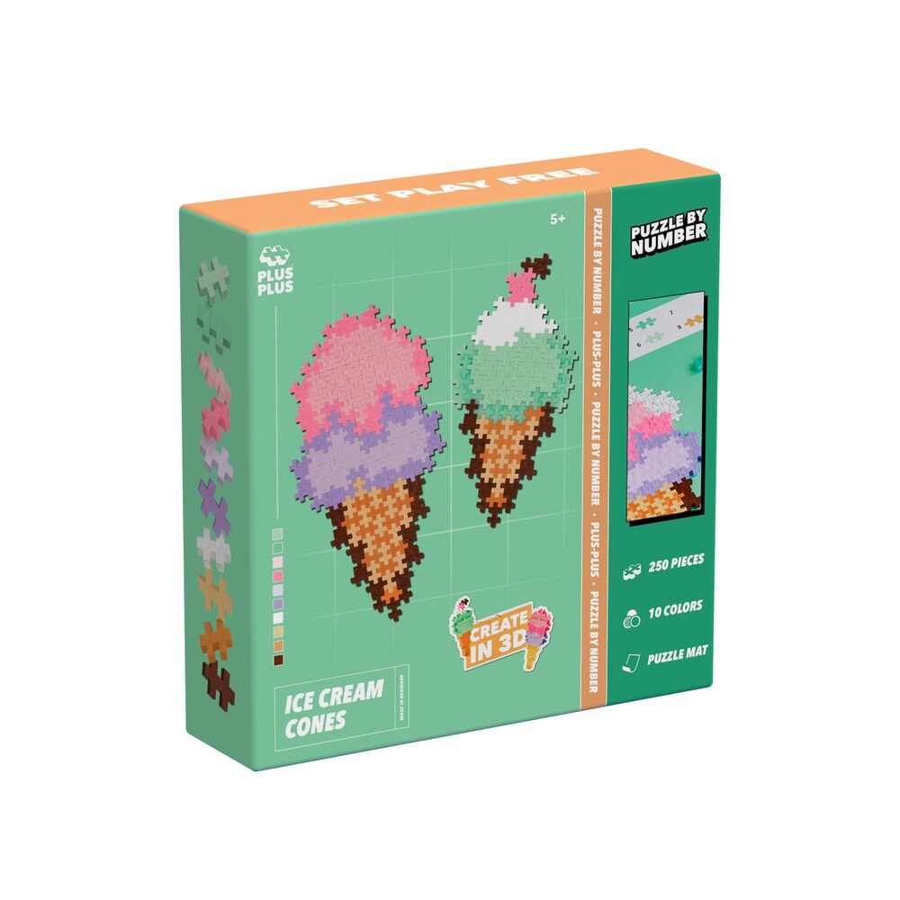 Plus plus plus-plus rompecabezas por números conos de helado 250 piezas (4346)