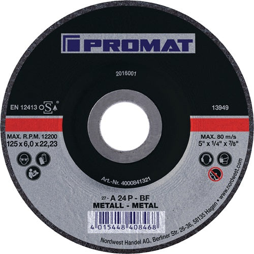 Disco abrasivo Promat tecwerk | d125xs6mm | acciaio piegato | foro 22,23 mm - 4000841321