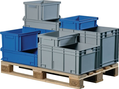Promat tecwerk contenedor apilable de transporte | largo400xan300xal120mm | mango de concha de polipropileno gris | paredes laterales cerradas - 9000447800