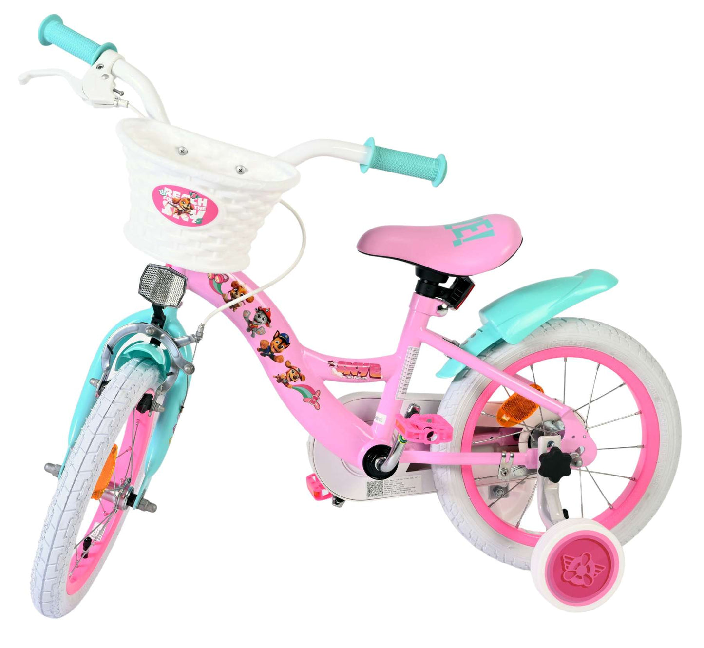 Bicicleta infantil Paw Patrol - niña - 14 pulgadas - rosa
