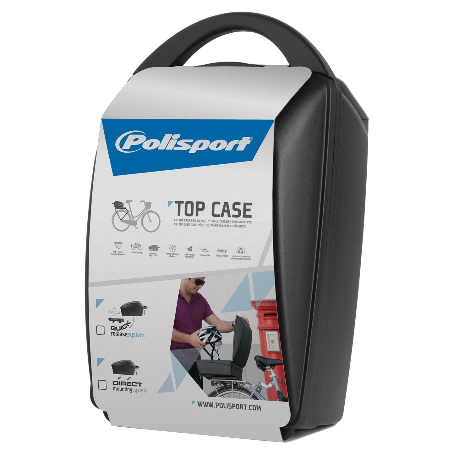 Top Case PoliSport Luxury - Negro (ensamblaje fijo en el transportista)