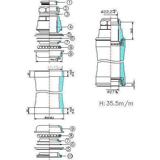 Tecora riduttore serie sterzo gazelle nm 22,2 41,4 27 semi gei