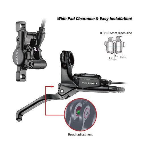 Tektro HD-E350 hydraulic disc brake set rh + sensor cable 1800mm black
