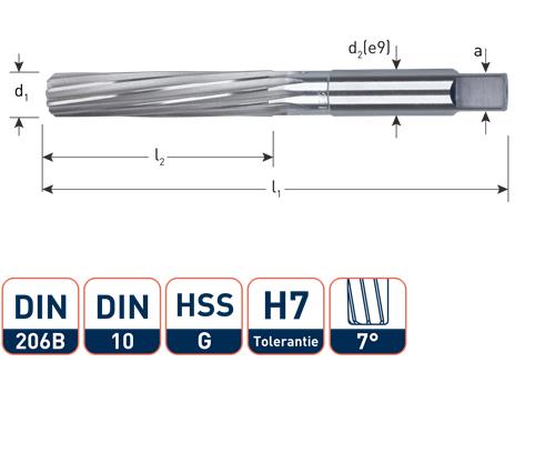 Escariador manual rotec h7 28mm hss-g din206-b