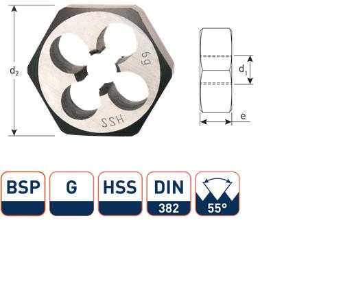 Dado tagliente esagonale Rotec bsp g3 8 din382 hss