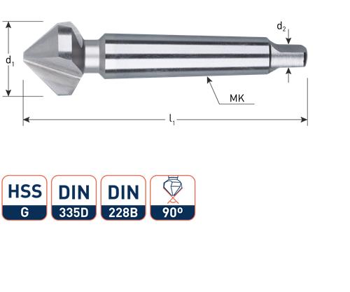 Fresa per svasatore Rotec 90°. 3 taglienti 37mm mk2