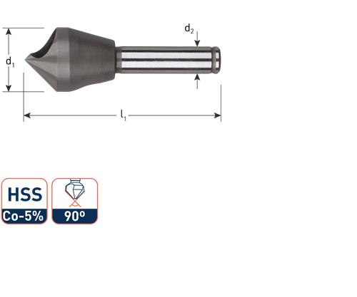 Fresa per svasatore Rotec 90°. foro diagonale 10-15