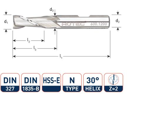 Fresa per chiavetta Rotec corta din327 6.0mm weldon (u)