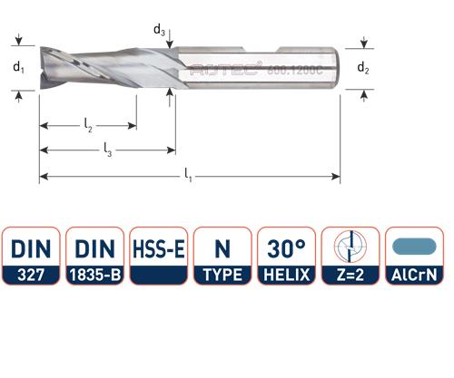 Fresa per chiavetta Rotec corta din327 4.0mm rivestita Weldon (u)