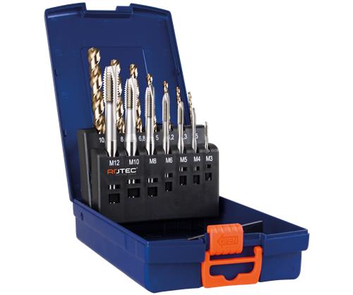Set di maschi a macchina Rotec m3-m12 in acciaio inossidabile + punte