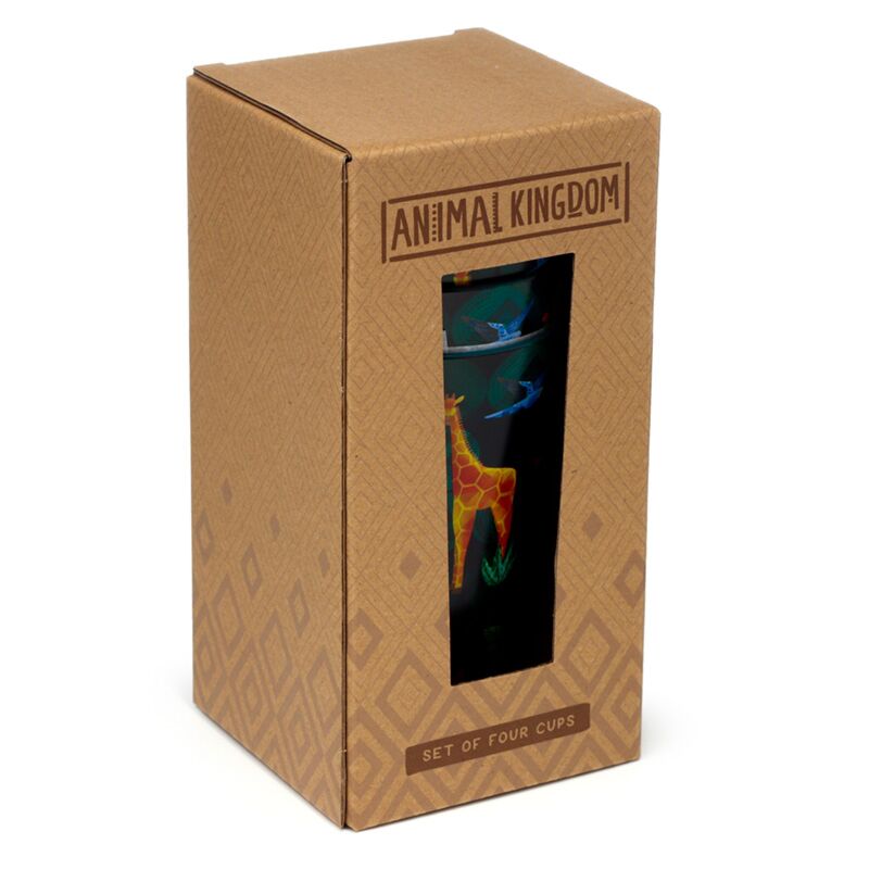 Conjunto rico en animales de 4 tazas de picnic de RPET sostenibles 450ml