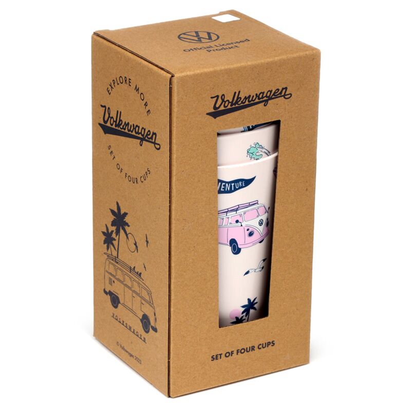 VW T1 Volkswagen Van Explore Set 4 RPET Picknick Cups 450ml