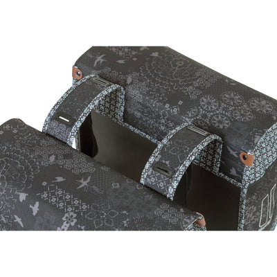 Basil Bohème Doppia bicicletta BASSE - NERO - 35L - Acqua -Repellente - Dettagli di apprendimento dell'arte