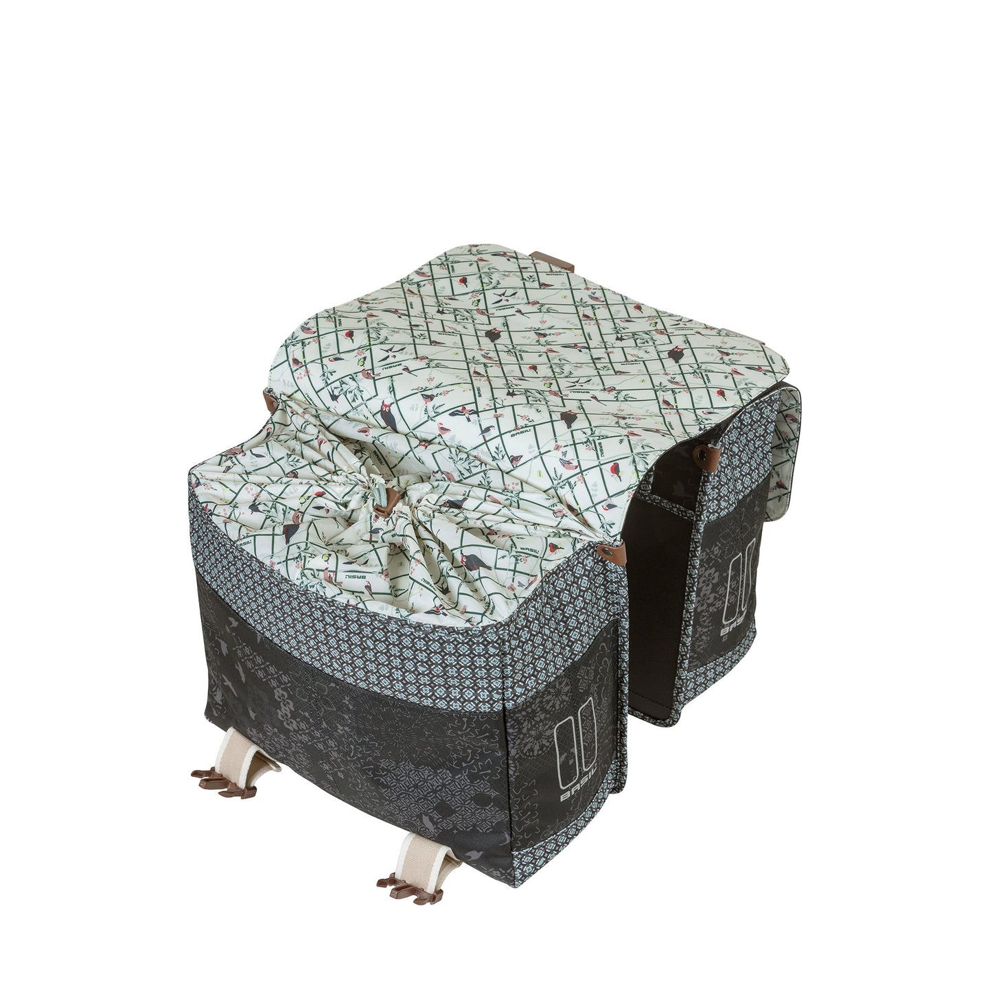 Basil Bohème Doppia bicicletta BASSE - NERO - 35L - Acqua -Repellente - Dettagli di apprendimento dell'arte