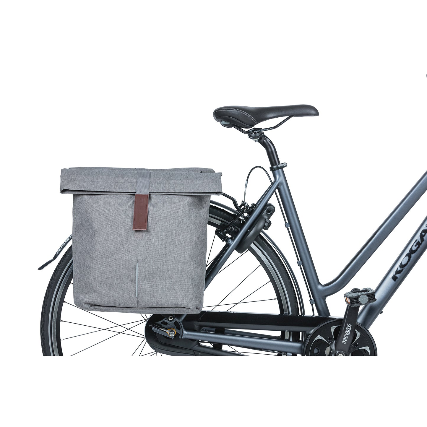 Basil Bolsa de bicicleta doble City Gray, repelente al agua, adecuado para bicicletas electrónicas, reflectantes, 28-32L