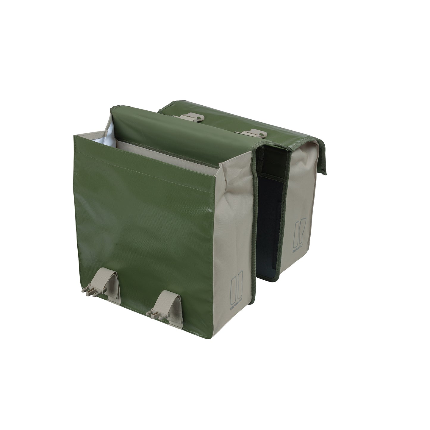 Boba de bicicleta doble de carga urbana de albahaca - poliéster de lona impermeable - arena verde - 48-53L