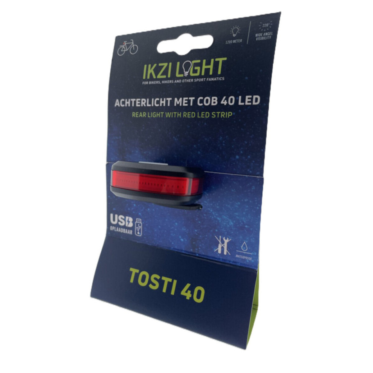 Ikzilight Sándwich de luz trasera 40 COB 40 LED USB recargable