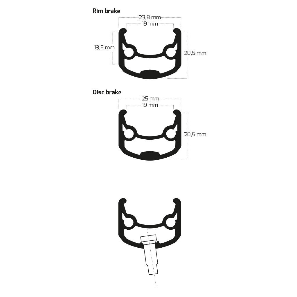 Qibbel Rim Andra 30 28 622 32G 14G CNC Alu Black
