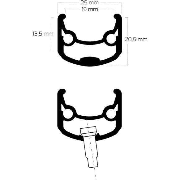 Qibbel Rim Andra 30 28 622 32g 14g Disc de disco Alu Negro