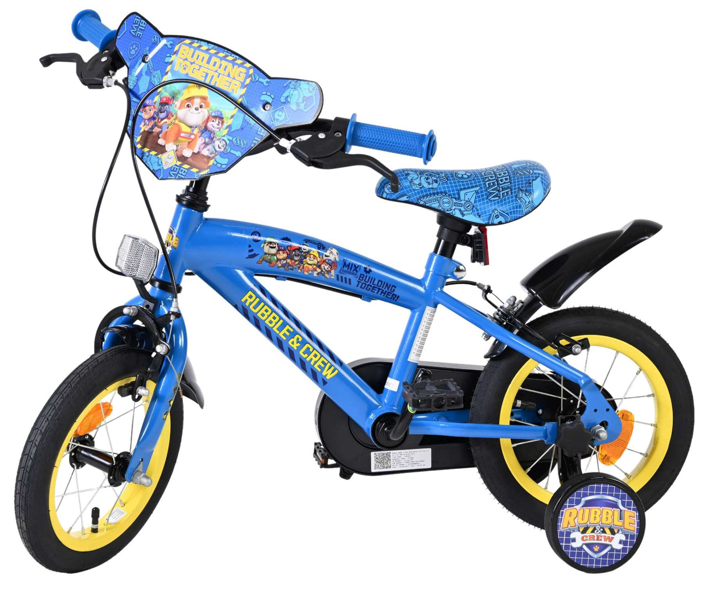 Rubble Crew - Bicicleta para niños - Chicos - 12 pulgadas - Azul - Dos frenos de mano