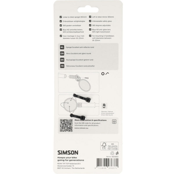 Specchio Simson ottimo antiriflesso rotondo