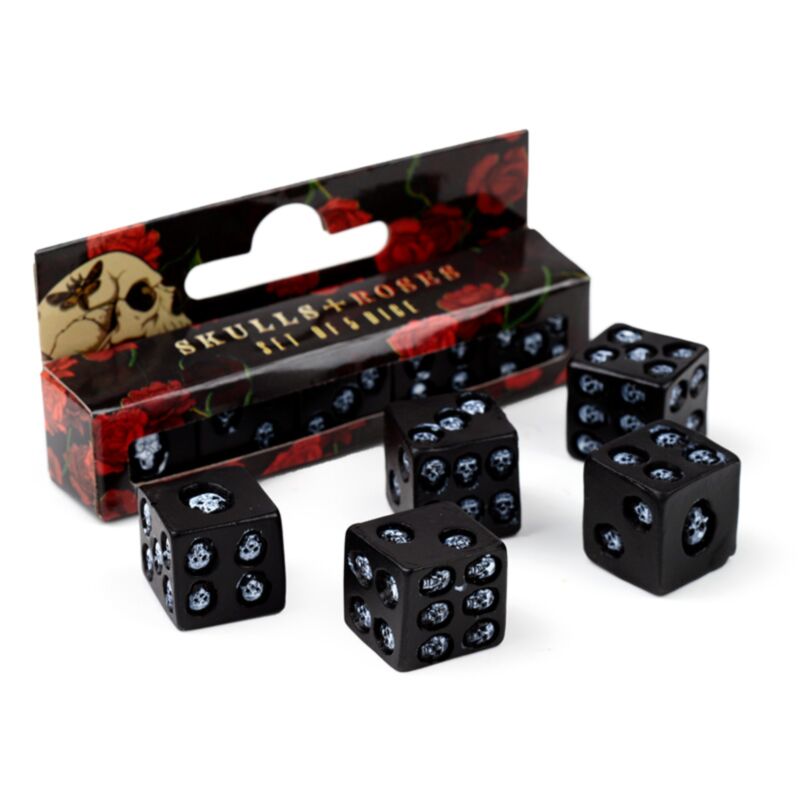 Set di dadi del cranio nero di 5
