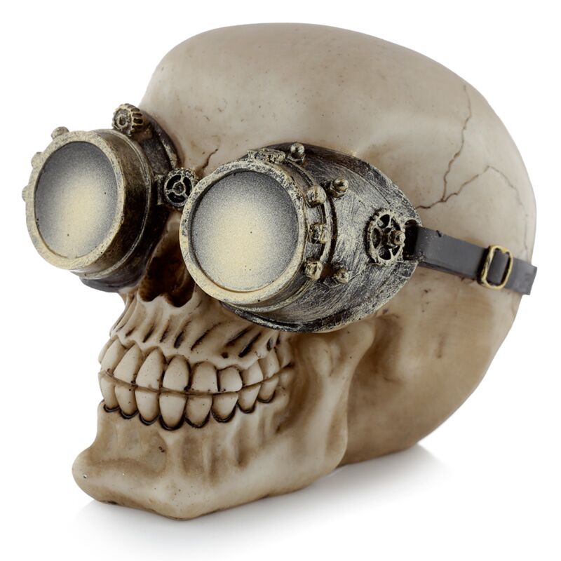 Calavera de estilo punk de vapor con gafas accesorio para el hogar