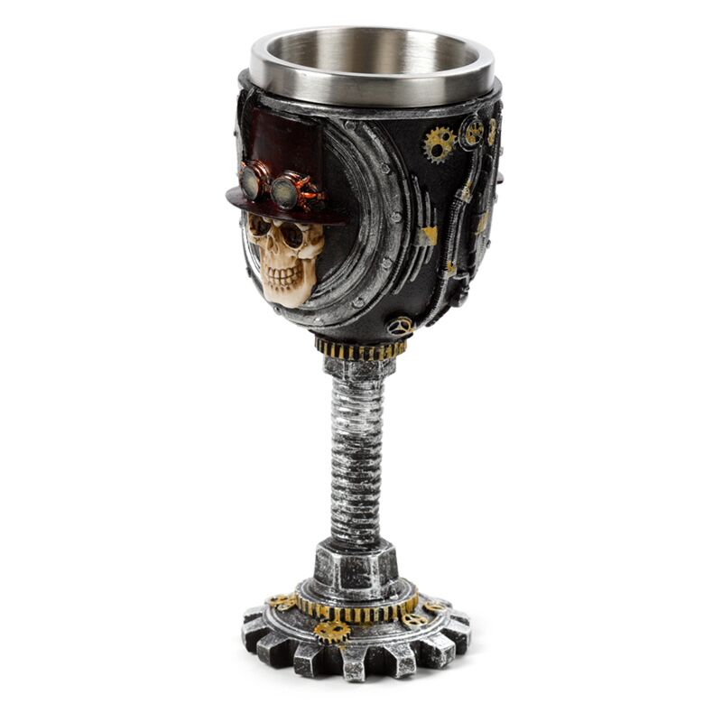 Cáliz decorativo de calavera steampunk