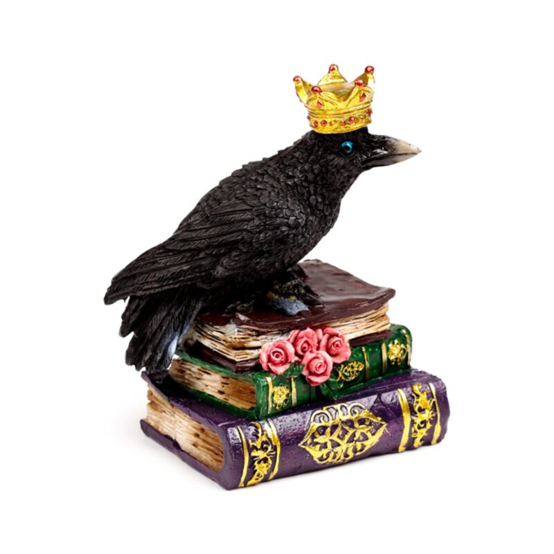 Crow with Crown in piedi sui libri