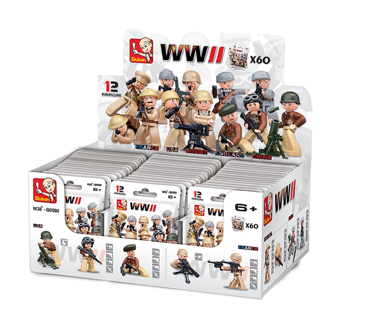Soldados de la Segunda Guerra Mundial del ejército Sluban 60 uds. bolsas de polietileno (m38-b0580)