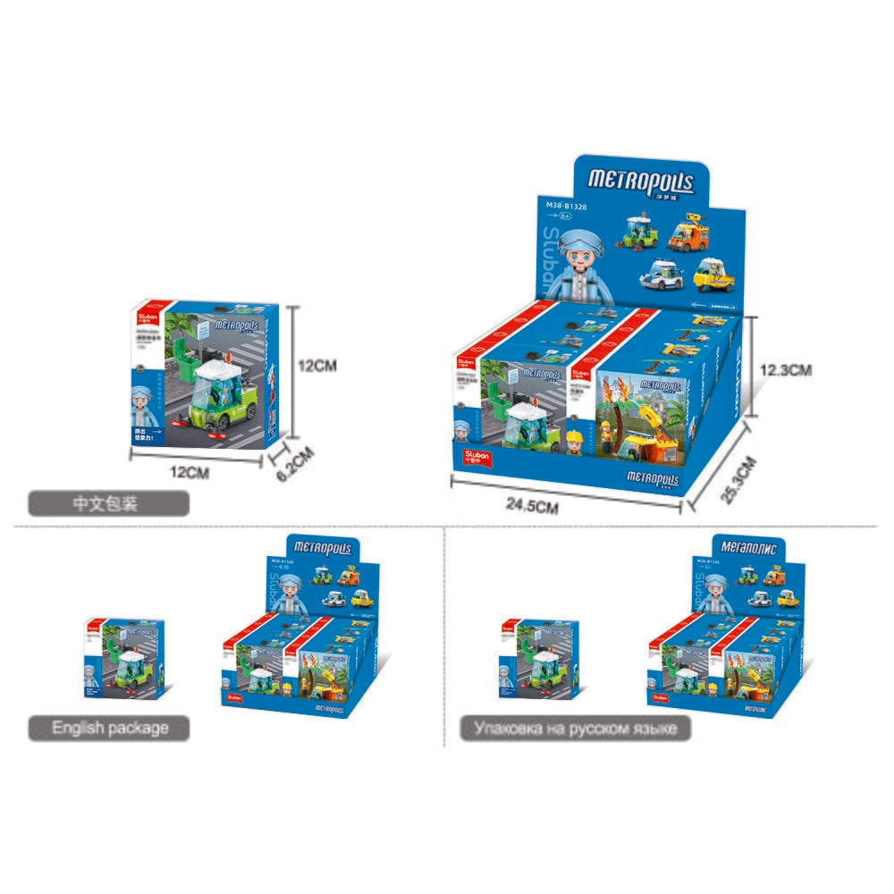 Minicoches Sluban metrópolis, 4 tipos, 8 en caja, metrópolis (m38-b1328)