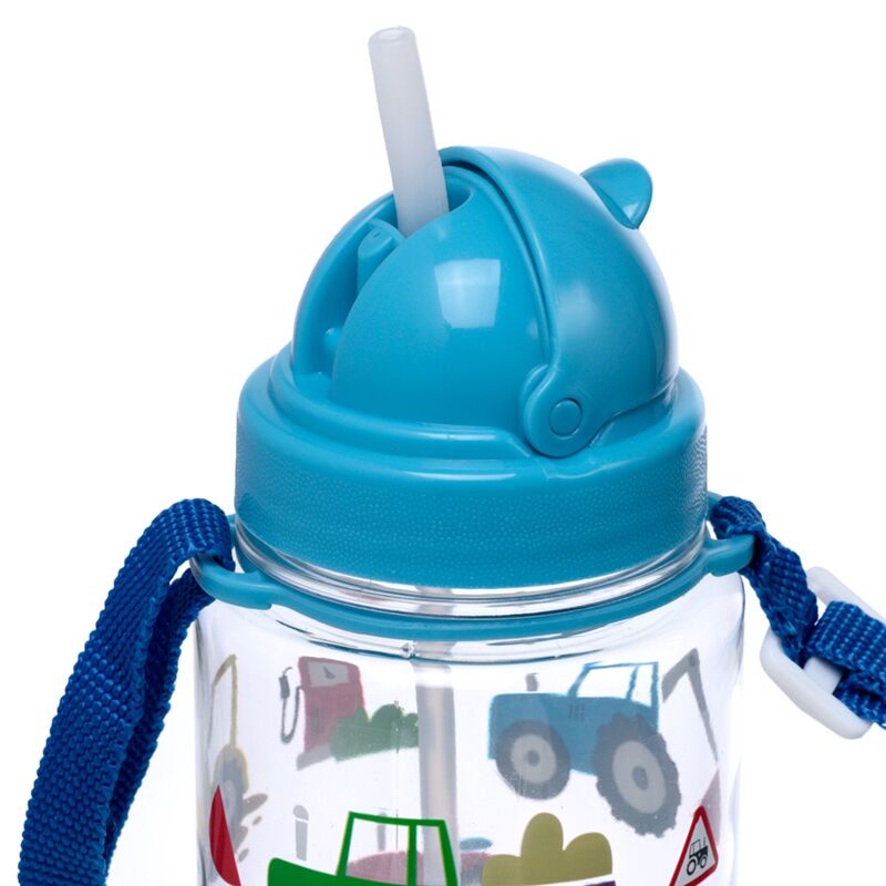 Bottiglia d'acqua per bambini Ecozen 450 ml Flip Straw Piccoli trattori