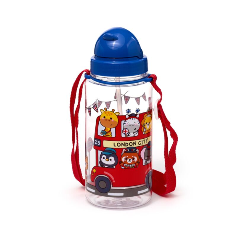 Botella de agua para niños ECOZEN 450 ml Flip Straw Adoramals Londres