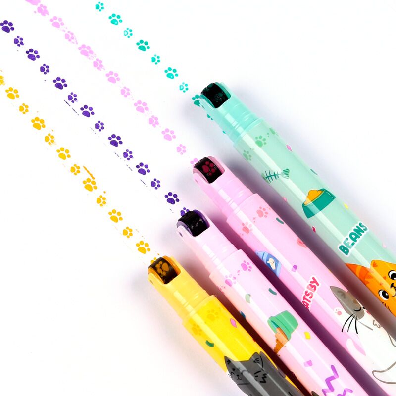 Penna evidenziatore con ruota per timbro Beans Co Cats 2 in 1