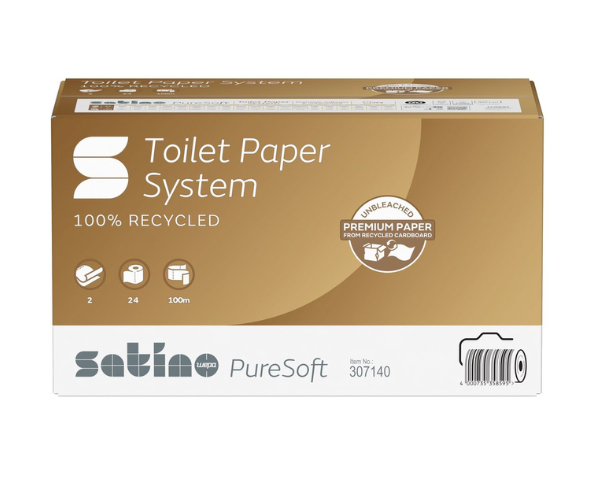 Papel higiénico Satino puresoft con tapón 2 capas (24x 100m)