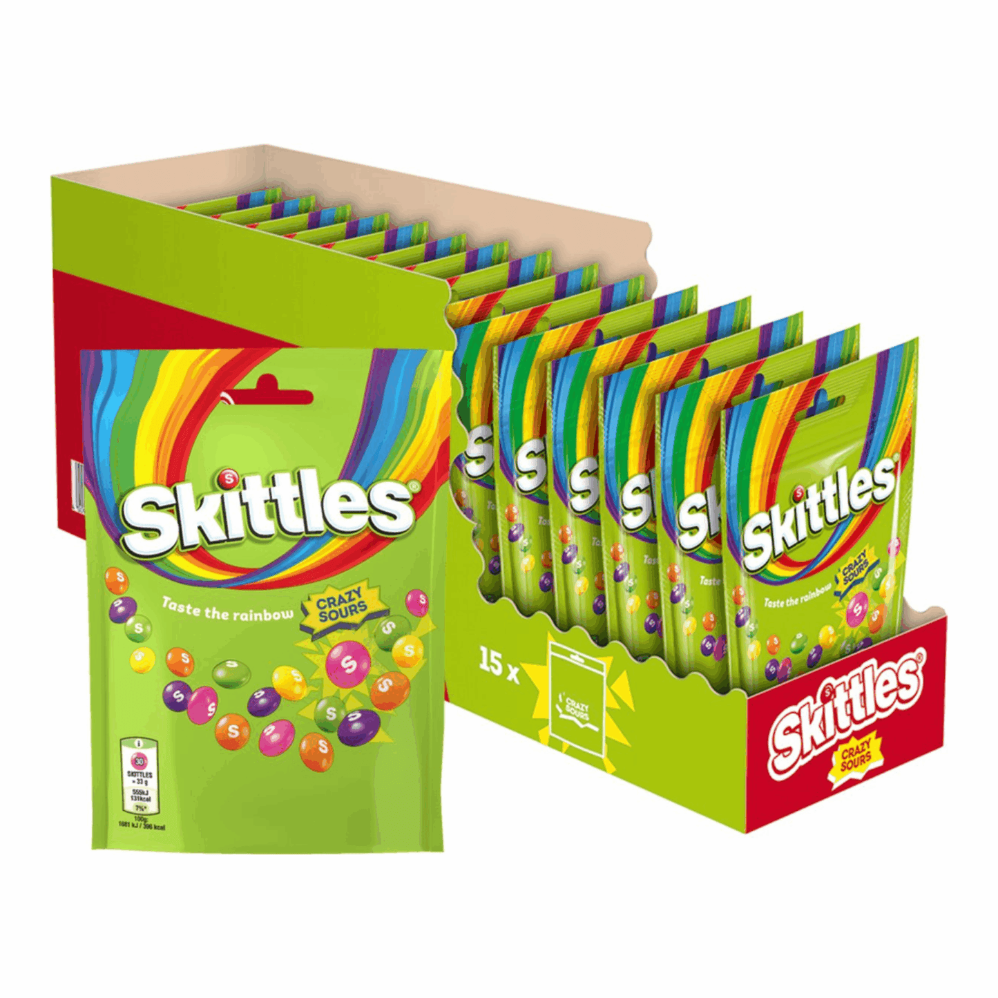 Bolsa de pie Skittles Crazy Sours (15x 152gr)