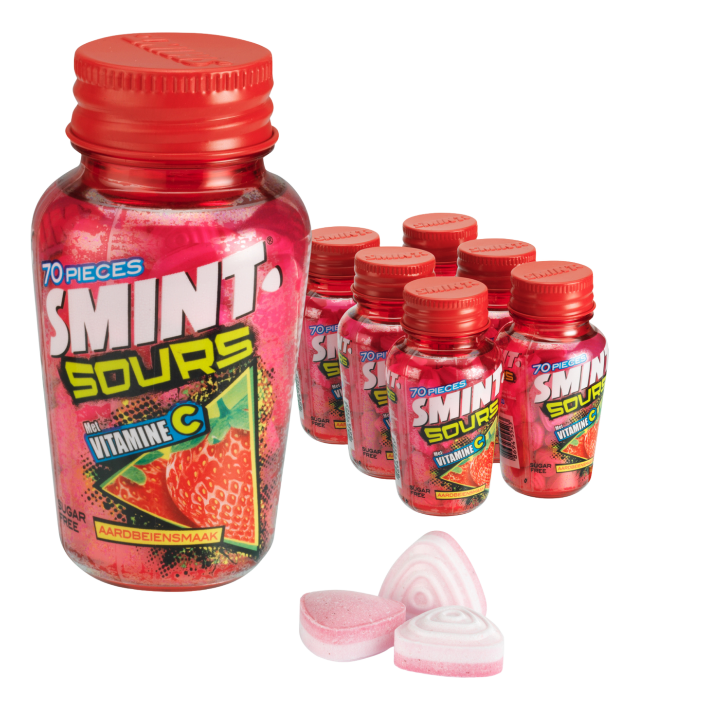 Tarro de fresas ácidas Smint (6x 70 piezas)