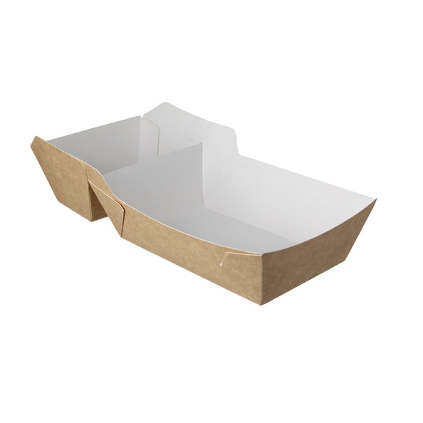 Contenitore per patatine fritte Takeaware a22 kraft bianco biologico (a9+salsa) (400 pezzi)