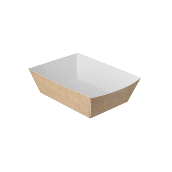 Vassoio per patatine da asporto A7 kraft bianco organico (400 pezzi)