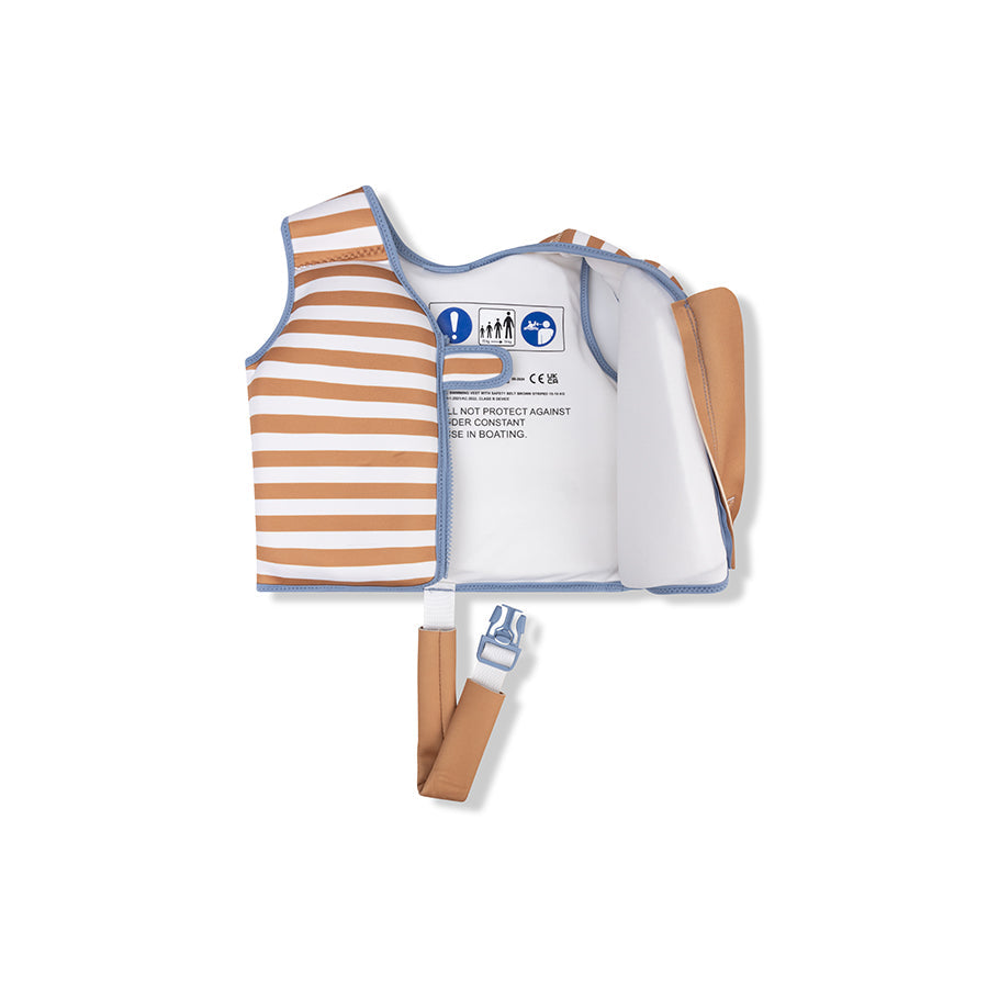 Softline giubbotto di nuoto a strisce bianche marroni 2-3 anni