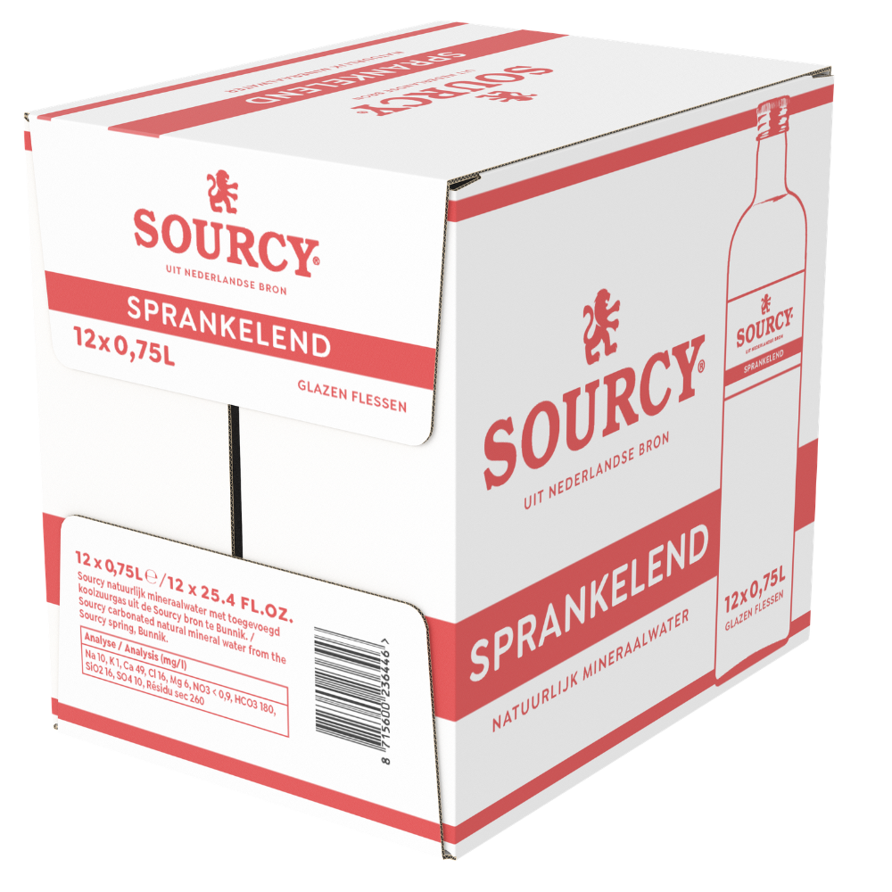 Sourcy rood mineraalwater sprankelend glas (12x75cl)