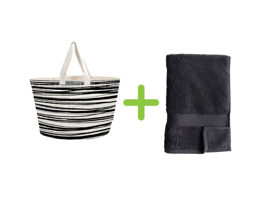 Bowevil Beach Bag + Bath Toall (100x180 cm) antracita