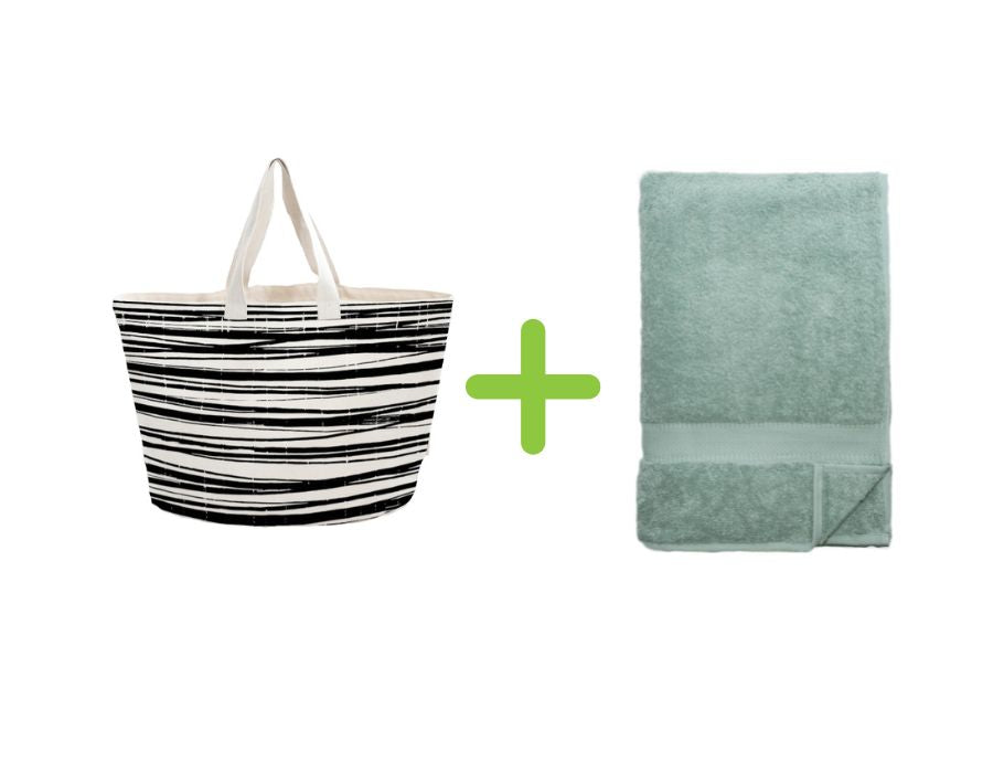 Borsa in spiaggia Bowevil + asciugamano da bagno (100x180 cm) Verde minerale