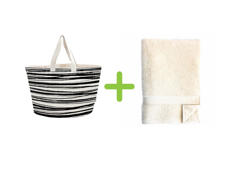 Borsa in spiaggia Bowevil + asciugamano da bagno (100x180 cm) naturale