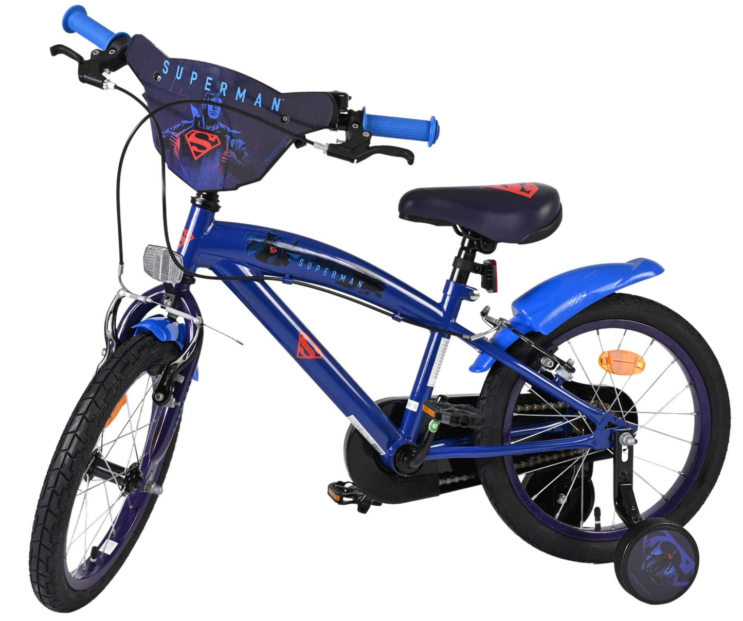 Bicicletta per bambini Superman - ragazzi - 16 pollici - blu - due freni a mano