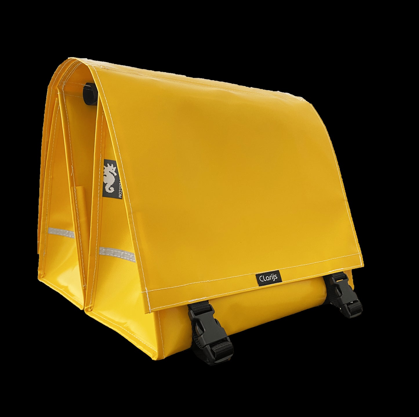 Bolsa para bicicleta Clarijs doble XL PVC 46L con recorte amarillo
